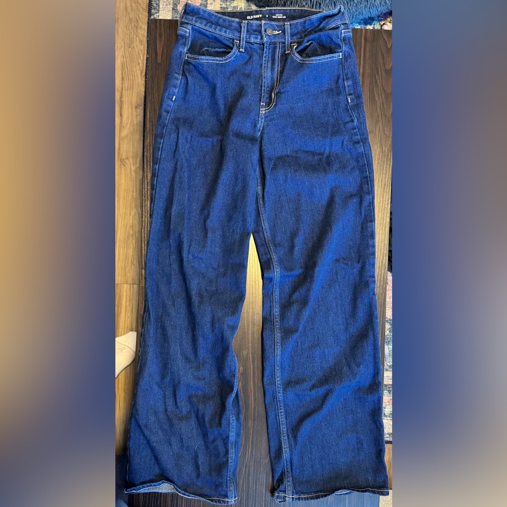 Women’s High Rise WOW Wide Leg Jeans Dark Blue Old Navy Size 2